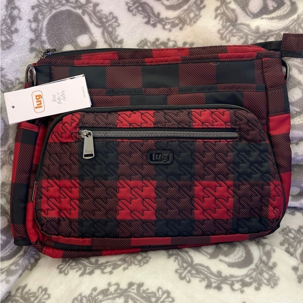 Lug Shimmy SE Buffalo check crossbody purse